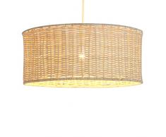 Luminaire Tambour 38, suspension rotin, 60 W, Blanc, Ã¸ 38 x H 16 cm