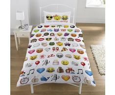 Parure emojis 1 personne housse de couette 137x198 cm + taie doreiller 50 X75 cm
