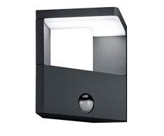 TRIO, Applique, Ganges incl. 1 x LED,SMD,9,0 Watt,3000K,1000 Lm. Acryl, Blanc, Corps: Fonte daluminium, Anthracite L:17,0cm, H:15,0cm, P:12,0cm IP54,Détecteur de mouvement,Montage au mur