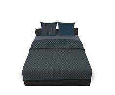 Soleil docre Lorenzo lit, Parure de Drap, Coton, Bleu, 260 x 300 cm