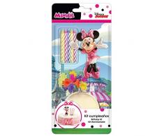 Minnie 303001 Décoration Gateau Fille Mouse avec Bougie danniversaire, Plastique, Multicolore, 11 x 5 x 23 cm