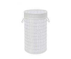 Wenko 22103100 Coffre à Linge En Bambou/ Plastique Blanc 28 x 28 x 18 cm