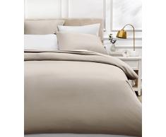 AmazonBasics Parure de lit en satin de coton, 400 fils au pouce carrÃ©, 135 x 200 cm avec 2 taies doreillers de 65 x 65 cm, Gris pierre