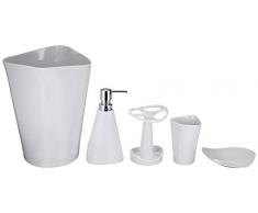 AmazonBasics Ensemble daccessoires de salle de bain 5 pièces, Blanc lisse