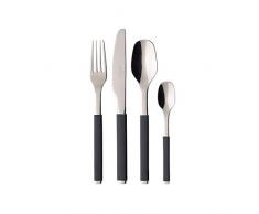 Villeroy & Boch S+ Cosy Grey Couverts de table pour 6 personnes maximum, 24 unitÃ©s, Acier inoxydable, Manche Ã revÃªtement en silicone gris