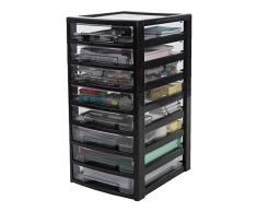 Iris Ohyama, Etagère de bureau à 8 tiroirs - Smart clear Chest - SCCS-800, plastique, noir/transparent, 40 L, 32 x 39 x 63