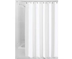 iDesign rideau de douche, rideau douche en polyester imperméable avec ourlet renforcé, rideau de bain lavable de taille 180,0 cm x 200,0 cm, blanc