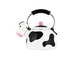 H&H Cow Bouilloire, RevÃªtement Email, Acier INOX, Blanc/Noir, 2,5 litres