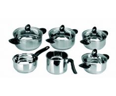 Ibili 000949 Batterie 6 Pièces 4 Faitouts avec couvercle + 1 Pot cilindrique + 1 Casserole