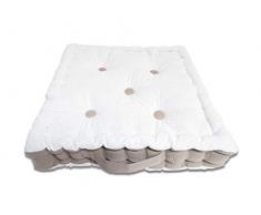 Soleil docre Coussin tapissier, Coton, Blanc, 40x40x8 cm