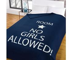 Dreamscene Couverture Couvre-lit Polaire sans Filles Autorisées, Bleu, Double, 150 x 200 cm