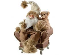 WeRChristmas Le père Noël dans Son Fauteuil, décoration de Noël, 28 cm - Blanc/Marron