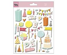 NOUVELLES IMAGES 75007870 Anniversaire Happy Birthday Ensemble DE 38 Mini Stickers Finition MatiÃ¨re Mousse Multicolore 14.49 x 7.5 x 0.1 cm