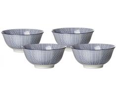 Ritzenhoff & Breker Ensemble De Bols pour Royal Makoto, 4Â piÃ¨ces, 15,5Â cm DiamÃ¨tre, 650Â ML, Porcelaine, Bleu/Blanc