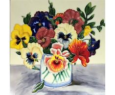 YH-Arts PensÃ©es Vase en cÃ©ramique, Carreaux, Multicolore, 12Â x 30,5Â cm