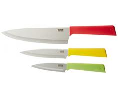 KUHN RIKON Colori Plus Classic Set de Couteaux 3 pièces Professionnel 2 x 26689 Couteau de et Couteau à légumes/Couteau de Cuisine, Plastique, Vert/Jaune/Rouge, 40 x 16,5 x 2 cm, 3 unités