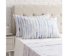 AmazonBasics Taie dâoreiller en satin - 50 x 80 cm x 2, Rayures bleu glace texturées