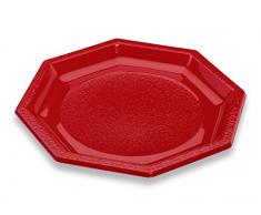 GUILLIN - OCTOPACK ASF240RG SACHET DE 50 Assiette Octogonale RÃ©utilisable, PolystyrÃ¨ne, Rouge, 24 x 24 x 2,1 cm