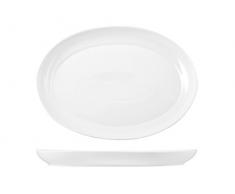 H&H Table Hotelware Plat Ovale, Porcelaine, Blanc, 37Â x 28Â x 7Â cm