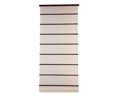 JAPONIKA Store Bateau Manoeuvre Cordon Tissu Polyester blanc aspect soie froissée/Lattes Bois Acajou Verni, largeur hors tout 140 x H.195 cm