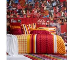 Essix - Drap Housse Destination Satin de coton Multicolore 90 x 190 cm