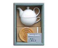 laroom 13031Â âÂ Set Cadeau Bureau ThÃ©iÃ¨re et Tasse en Porcelaine Blanc 1Â Personne, Blanc