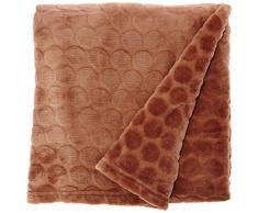 Plaid SOFTY - Douceur microfibre à relief - 100 %POLYESTER - OURSON - Taupe R9 - 125 x 150