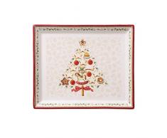 Villeroy & Boch Winter Bakery Delight Petit plat de service rectangle pour pÃ¢tisseries, Porcelaine Premium, Blanc/Rouge/Beige