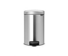 Brabantia 113604 Poubelle à Pédale Newicon avec Seau en Plastique, 12 L - Acier Mat