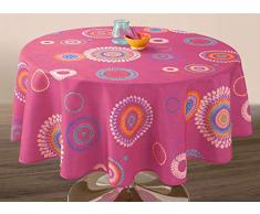 Le linge de Jules Nappe Anti-Taches Paillettes Fuchsia - Taille : Ronde diamètre 160 cm