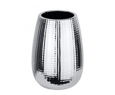 Wenko 22011100 Dakar Gobelet à Dents Céramique Chromé 8,0 x 8,0 x 11,5 cm
