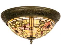 Lumilamp 5LL-5350 Plafonnier Art Deco Tiffany Bleu naturel à 38 x 19 cm 2 x E14/ 40 W Verre coloré décoratif coloré fait main