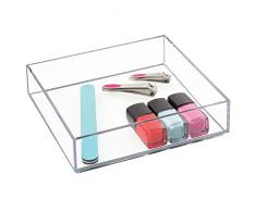 iDesign boîte de rangement pour tiroir de salle de bain ou cuisine, grand organisateur tiroir en plastique sans BPA, rangement maquillage empilable pour cosmétiques, transparent