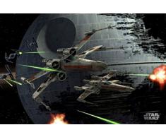 1art1 60446 Star Wars Poster Death Star et Chasseurs T65 Xwing dans lespace 91 x 61 cm