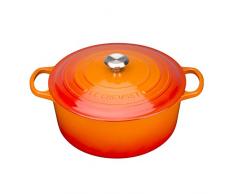 Le Creuset, Cocotte Signature en Fonte Ãmaillée avec Couvercle, à 22 cm, Ronde, Compatible avec Toutes Sources de Chaleur (Induction Incluse), Capacité : 3.3 L, 3.932 kg, Volcanique