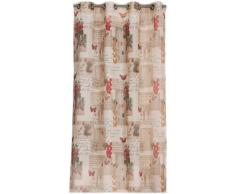 Linder 0169/29/49817/377FR Voilage Naturel Imprimé Herbier Beige Rouge Orange Oeillets 150 x 260 cm