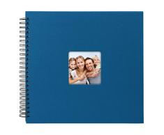 Goldbuch Album Photo à Spirales avec découpe de limage, Pages Noires, Couverture de qualité supérieure en Papier texturé Effet Lin, Papier, Bleu, 32x36 cm