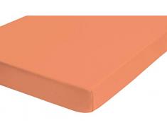 Biberna 77866/562/388 Drap Housse en Jersey Stretch pour un Lit Orange Nectarine 120 x 200 cm à 130 x 220 cm
