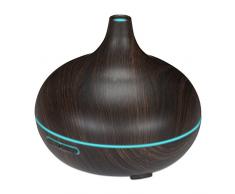 Relaxdays 10022519_46 Diffuseur dHuiles Essentielles Humidificateur dair ultrasons 300 ml brume silencieux aspect bois, brun foncÃ©, Plastique, Marron, 17 x 17 x 15 cm