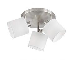 Reality Leuchten R80333901 Plafonnier, Métal, Nickel Mat/Blanc