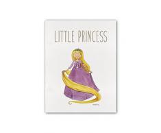 CUADRIMAN Tableau Little Princess Rapunzel Moderne 23x30x3 cm Rose/Jaune