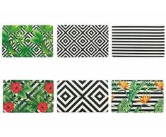 Villa dEste Home Tivoli Club Tropicana Lot de 6Â Sets de Table, en PVC-Polyester, Multicolore, 43,5Â x 28Â x 0,32Â cm