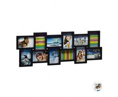 Relaxdays 10021995 Cadre photos pÃªle-mÃªle 12 photos Galerie mur cadre mural, noir,10 cm x 15 cm
