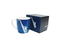 My Music Gifts Saxophone Silhouette Porcelaine Bone China Tasse Bleu