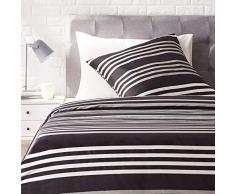 AmazonBasics Parure de lit avec housse de couette en satin, 140 x 200 cm / 65 x 65 cm x 1, Rayures