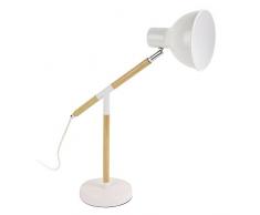THE HOME DECO FACTORY HD3337 Grand ModÃ¨le Lampe Bois/MÃ©tal Blanc