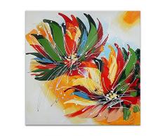 Arte Dal Mondo AS386X1 Fleurs Multicolores Tableau Floral Modern Peint à la Main sur Toile avec Chassis, Acrylique, 80 x 3,5 x 80 cm