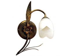 ONLI - Applique murale en métal marron avec nuances dorées et verre blanc satiné