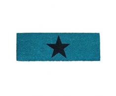 Relaxdays 10020177 Paillasson ETOILES fibres de coco dessous caoutchouc antidérapant porte entrée tapis usage intérieur extérieur HxlxP 1.5 x 75 x 25 cm étoile bleu