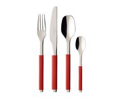 Villeroy & Boch S+ Cranberry Couverts de table pour 6 personnes, 24 piÃ¨ces, Inox, Manche recouvert de silicone rouge